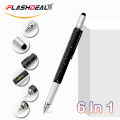 1 PC 6 in1 Multifunctional Screwdriver Ballpoint Pen Touch Screen Metal Gift Ruler Spirit Level Creative Stationery Gift Touch Screen Stylus Design Tool School Office Stationery Pens.