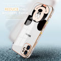 Hontinga for Samsung Galaxy A13 4G Back Cover + Free Lanyard Luxury 6D Plating Cartoon Cute Mouse Side Pattern Case Soft Silicone Square Phone Cases.