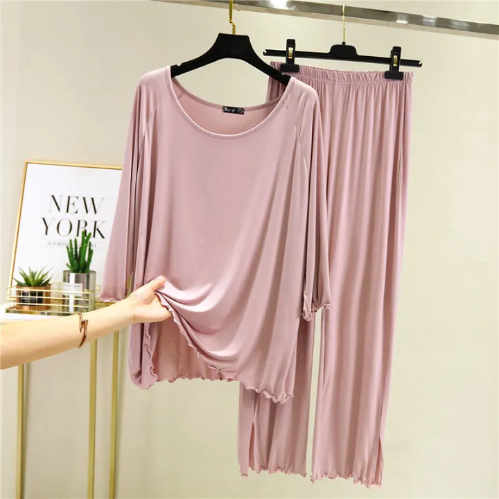 Women's%20Modal%20Pajamas%20%20%20Sleepwear%20Set%20Top%20Women%20Solid%20Pajama%20Set%202Piece/Suit%20Full%20Sleeves%20Shirt%20Pant%20Lingerie%20Mom%20Homewear%20-%20Image%207