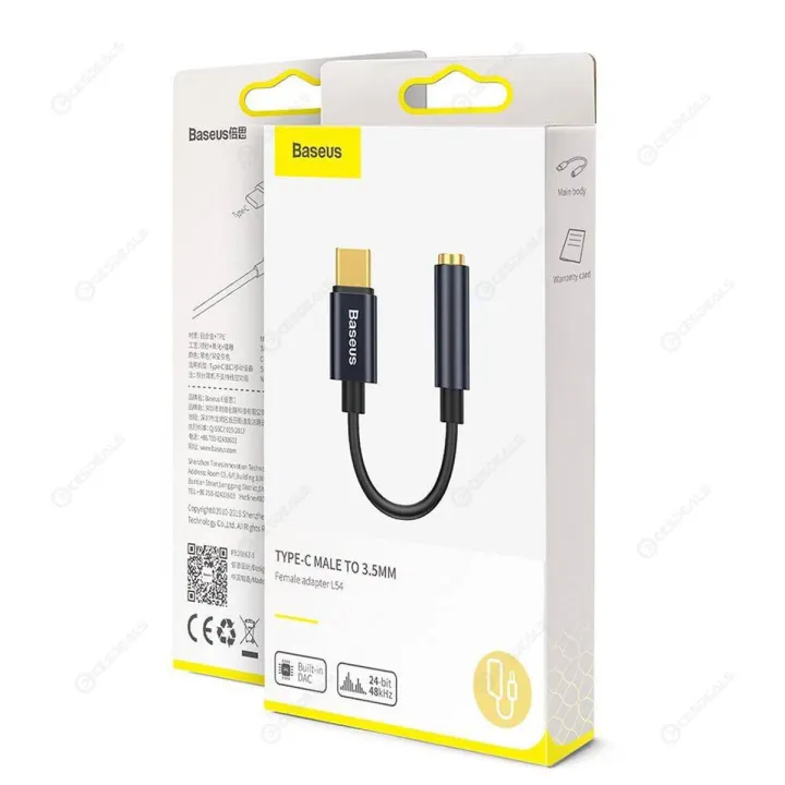 Baseus L54 Type C to 3.5mm Aux Adapter Audio Adapter Type-C to 3.5mm Jack Headphone Type C Audio Converter Adapter