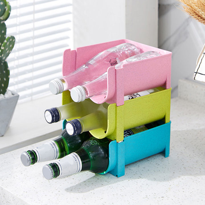 Refrigerator Beer Beverage Storage Box Kitchen Cans Bottle Storage Rack Stackable Wine Bottles Holder Refrigerator Organizer