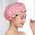 Double Shower Cap Female Waterproof Bathing Head Cover Home Adult Bath Cap Hair Cover Kitchen Fume Hood Bath Cap Span.