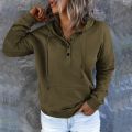 Fashion Women's Pullover Hoodies Tops Casual Solid Colors Button Down Long Sleeve Hooded Pocket Sweatshirts Sudaderas Mujer#35.