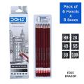 DOMS DRAWING & SKETCH PENCIL SET - HB 2B 4B 6B 8B 10B & ERASER. 