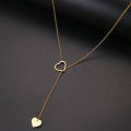 【Daily Necessities For Anyone Store】Long Pendant Heart-Shaped Pendants For Women Design Necklace Stylish Stainless Steel Jewelry Party Gift. 