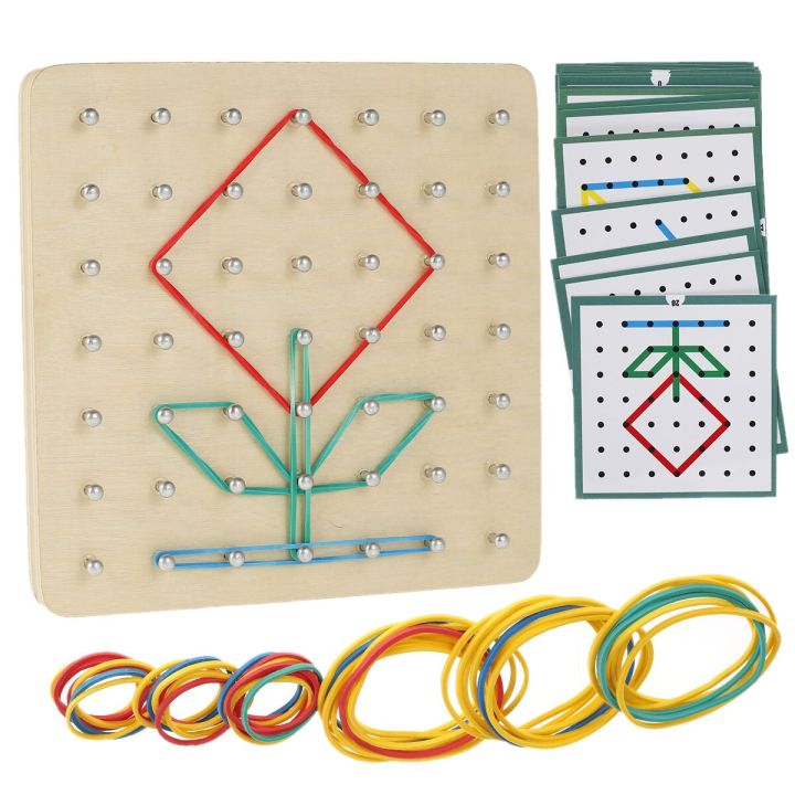 Wooden Geoboard Mathematical Manipulative Array Block Geoboard Kids Educational Toy With Rubber Cards Montessori Puzzle Toys