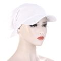 1PC Women Durag Brim Cap Sun Visor with Pre-Tied Turban Caps Head Scarf Hijab Pure Color Muslim Beach Vacation Fashion Outdoor.