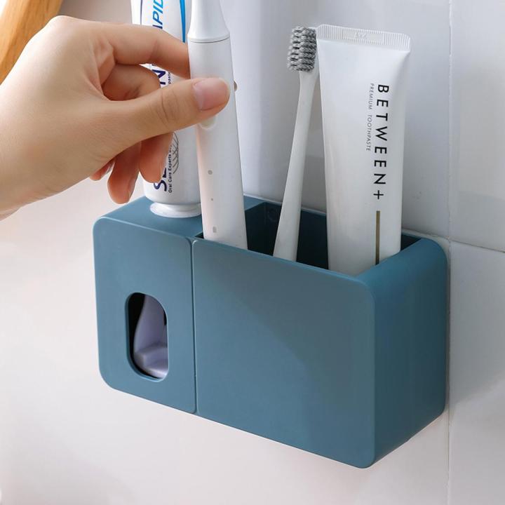 soap holder organizer lagayan ng sabon pang ligo soap organizer 2 In 1 Toothpaste Dispenser With Toothbrush Holder Wall Mount Automatic Tooth Paste Squeezer Bath Organizer Bathroom Accessories
