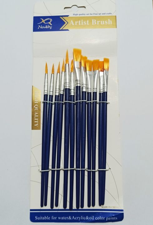 Paint%20Brush%20Wooden%20Round-6%20&%20Flat-6,%20Novelty%20Artist%20Brush%20Set%20of%2012%20Pieces%20Blue%20-%20Image%204