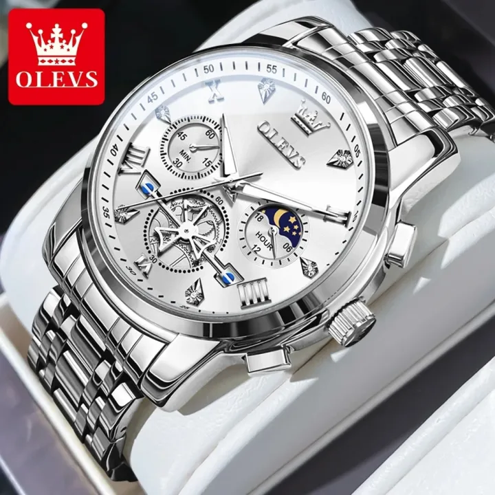 Olevs%202859%20Top%20Brand%20Silver%20&%20Golden%20Two%20Tone%20Stainless%20Steel%20Chronograph%20Wrist%20Watch%20For%20Men%20-%20White%20&%20Silver%20&%20Golden%20-%20Image%203