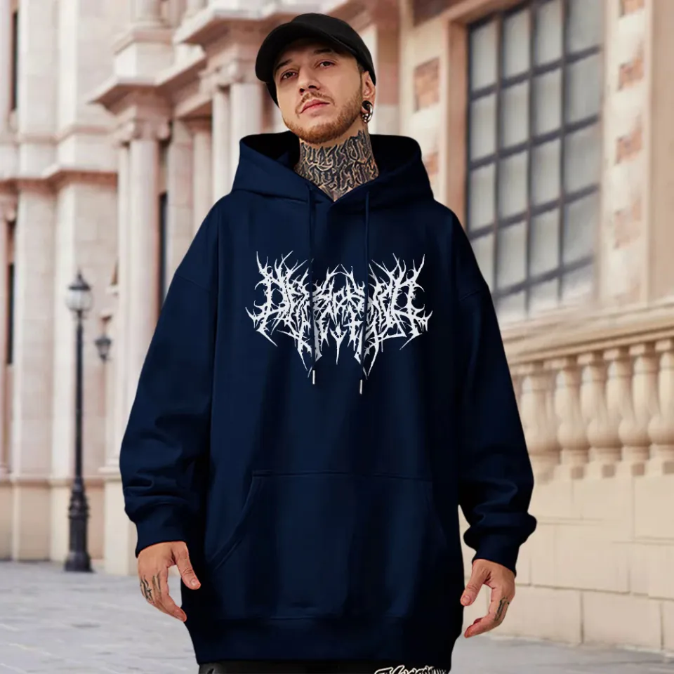 Abstract Messy Letter Aesthetic Hoodies Men Fashion Casual