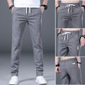 One Piece Dropshipping Summer New Men's Casual Pants Korean Slim-Fit Imitation Denim Straight Men's Casual Elastic Waist Pants.