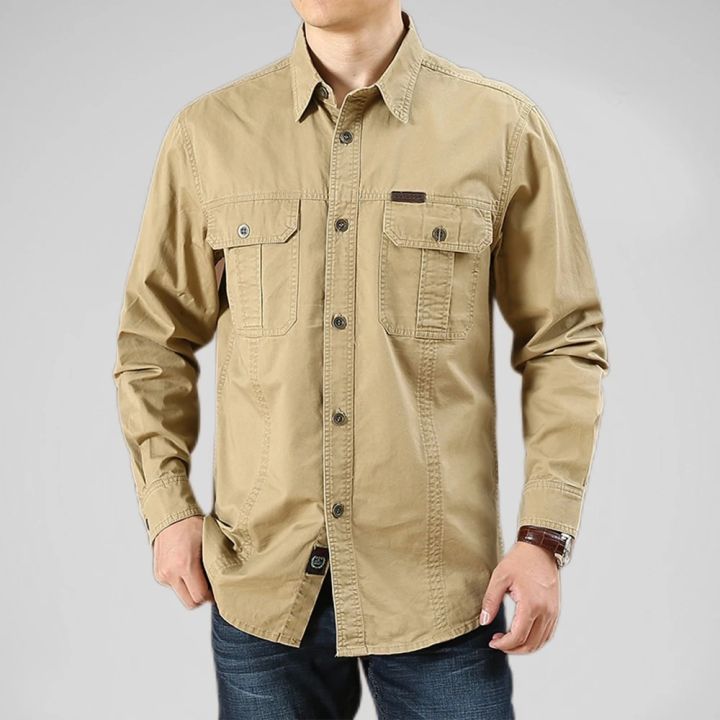 100%25%20Cotton%20Men's%20Shirt%20Solid%20Color%20Multi-Pocket%20High%20Quality%20Cargo%20Shirts%20Fashion%20New%20Outdoor%20Casual%20Long%20Sleeve%20Shirts%20for%20Men%20-%20Image%203