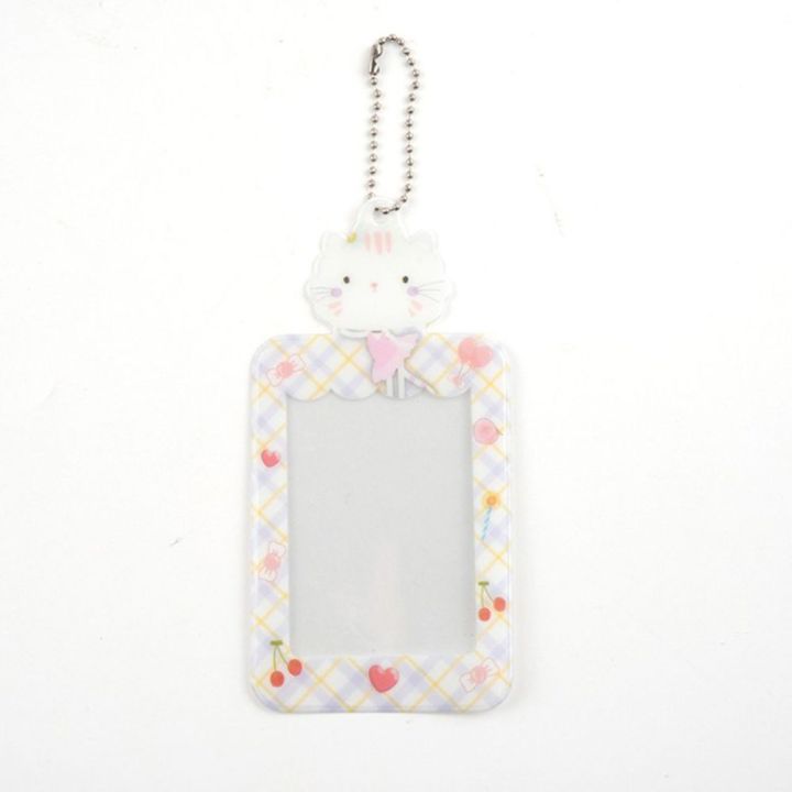 Sweet Girls Student Card Sleeves Student Stationary Card Storage Case Stickers Bag With Chain Cartoon Cat Photo Sleeves Kpop Idol Photo Holder Pendant Card Holder Photocards Storage Bus Card Holder