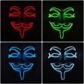 Luminous Light Up V For Vendetta Mask Cosplay Guy Fawkes Hacker EL Wire Glowing Mask For Halloween Carnival Masquerade. 