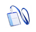 Reap 7117 Plastic Blue ID Card holder for employee with lanyard, badge holder for business.