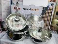 KIAM NATURAL TRI-PLY STAINLESS STEEL COOKWARE 7-PIECE SET- KARAI 26 CM, CASSEROL 26 CM, RUTI TAWA 26 CM, FRY PAN 24 CM.