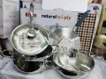 KIAM NATURAL TRI-PLY STAINLESS STEEL COOKWARE 7-PIECE SET- KARAI 26 CM, CASSEROL 26 CM, RUTI TAWA 26 CM, FRY PAN 24 CM.