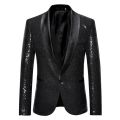 Men's Shiny Sequin Blazer, One Button Tuxedo Suit Jacket for Party, Wedding, Banquet, Prom. 