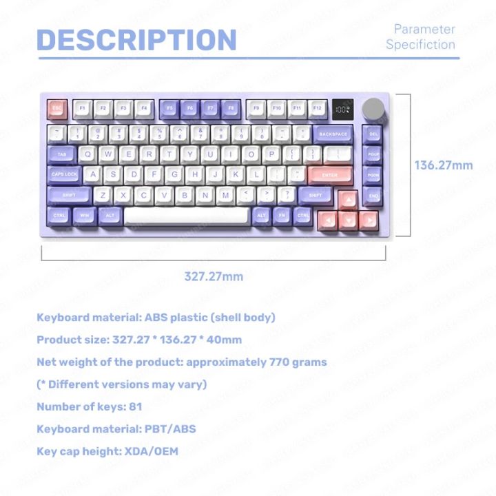 WK75 Gaming Mechanical Keyboard 81Keys Wireless Bluetooth Wired ...
