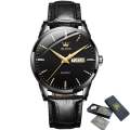 New Men's Watch Luxury Leather Luminous Hand Watch - Watch For Men-Full Black. 