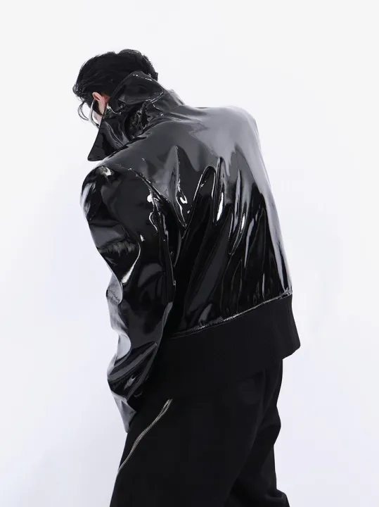 Black%20Piano%20Face%20Leather%20Cool%20Chic%20Coat%20Man%20Boy's%20Tech%20Wear%20Jacket%20Punk%20Rock%20Festival%20Stage%20Show%20TV%20Singers%20Guitar%20Drums%20Unifo%20-%20Image%207