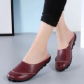 Mom sandals, summer wear leather shoes, beanie slippers, women's half slippers, soft soles, comfortable flat soles, medium and old maternity shoes.