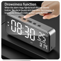 Smart Sound Alarm Clock LED Music Alarm Clock Wall Mounted Desk Clock Student Alarm Clock Temperature Display Dark Grey. 