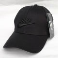 Full Black Logo Embroidery Curved Baseball Cap For Men.