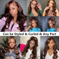Brown 13x4 Lace Frontal Human Hair Wigs For Women Body Wave HD Transparent Lace Front Human Hair Wig Glueless Wig 250%. 
