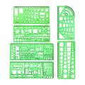 6 Pieces Plastic Measuring Templates Building Formwork Stencils Geometric Drawing Rulers for Office and School,Green(null).. 