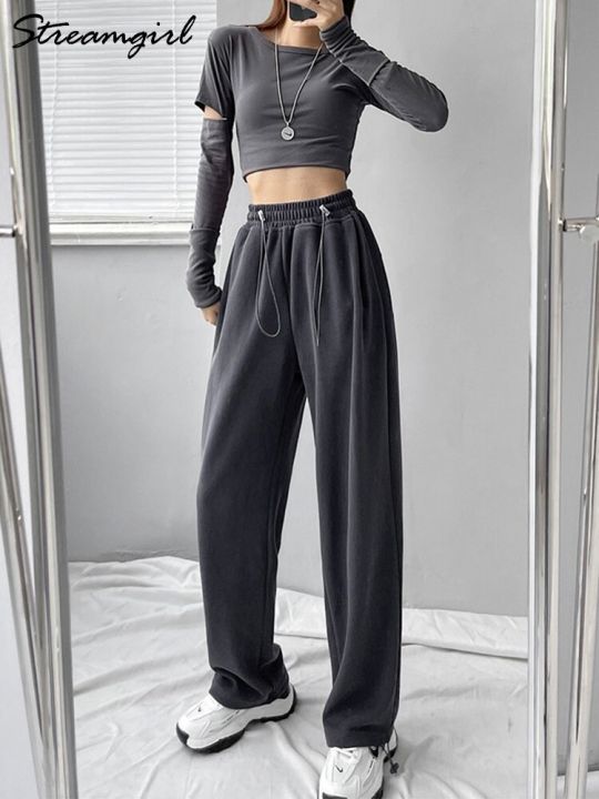 Pink%20Sweatpants%20Joggers%20Women%20Wide%20Leg%20Autumn%20Baggy%20Pants%20For%20Women%20High%20Waist%20Dark%20Gray%20Oversize%20Pants%20Women's%20Sweatpants%202022%20-%20Image%205