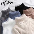 Turtleneck Sweater Women's Slim Pullover Top Black Knit Sweater Basic Knitwear Solid Color Jumper Sweater Autumn and Winter.