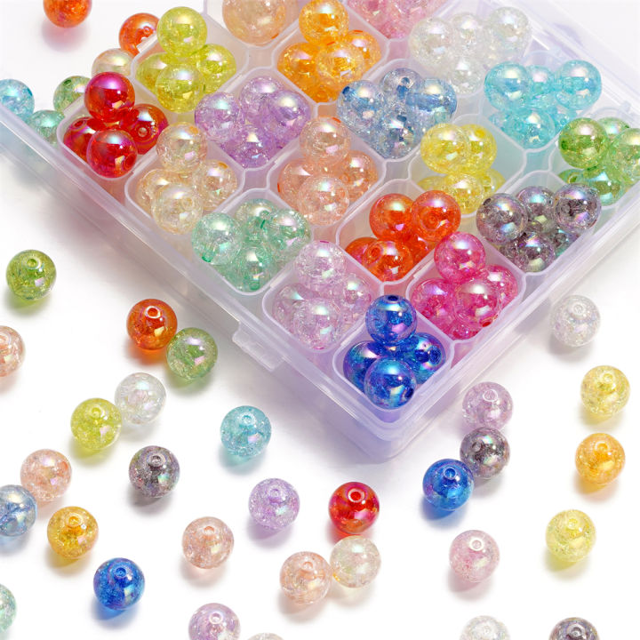 St. kunkka 10/20pcs 12 16mm Acrylic Crack Plating Beads Colorful Spaced Round Beads For DIY Bracelets Necklaces Jewelry Jewelry Accessories Making