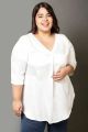 Ladies Plus Size Regular Fit Solid Spread Collar V Neck Casual Shirt Centre Pleat Top.