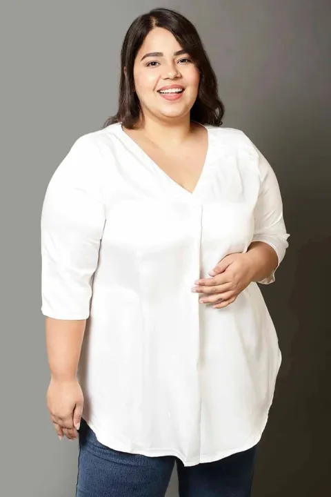 Ladies%20Plus%20Size%20Regular%20Fit%20Solid%20Spread%20Collar%20V%20Neck%20Casual%20Shirt%20Centre%20Pleat%20Top%20-%20Image%207
