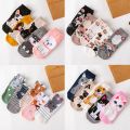 5 Pairs Dog Cat Cartoon Women Socks Kawaii Cotton Short Socks Cute Low Cut Ankle Korean Japanese Fashion Socks Girl. 