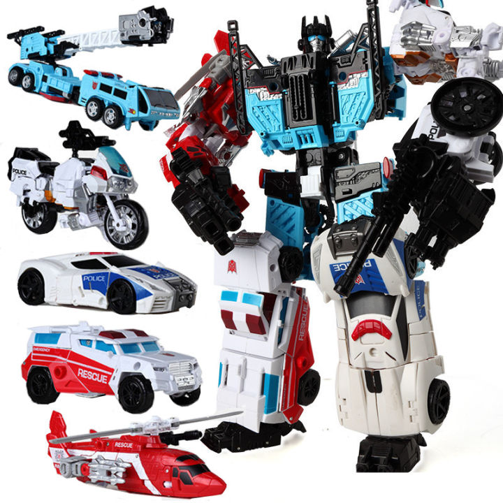 Haizhixing 5 in 1 Bruticus Devastator Superion Defensor Transformation Robot Car Action Figures Aircraft Model Kids Boy Toy Amour zii