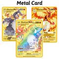 【Serendipity party】English Gold Pokemon Cards Metal Card Vmax Max Pikachu Rainbow Golden Game Collection Set Gift Kids.