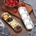 Stainless Steel Sauce Dish Spice Plates Gravy Boats Appetizer Serving Tray Rectangle Divided Oil Spice Dipping Tray Small Dish.