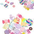 【Yurui】30pcs DIY Scrapbooking Candy Flatbacks Jewelry Crafts For Phone Case Resin Charms Filler Supplies Colorful Slime Beads Accessories. 