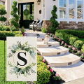Monograms Letters S Garden Flag Floral Double Sided for Outside. 