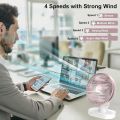 USB Desk Fan, 4 Speeds, Oscillating USB Rechargeable Fan with 4000mAh Battery, Micro/Type C Input, Quiet Personal Mini Fan for Home Office. 