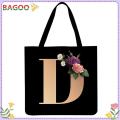 (New){ BAGOO } Alphabet flower Printed houlder hopping Bag Caual Large Tote Handbag.