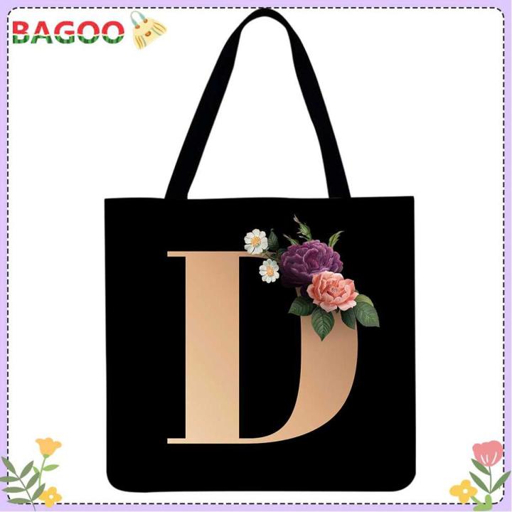 (New){ BAGOO } Alphabet flower Printed houlder hopping Bag Caual Large Tote Handbag