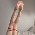 Retro Cuban Heel Back Line Seamed Thigh High Stockings Women Rib Cut Top Transparent Medias Cute Lolita Knee High Socks. 
