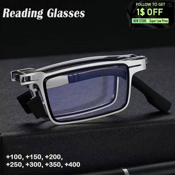 Portable Smart Folding Reading Glasses Blue Light Blocking For Men Metal Round Square Elder Eyeglasses Diopters Presbyopia Gafas