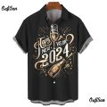 2024 Men's Shirt New Party Clothes Short Sleeved Tee Casual Lapel Collar Shirt for Men Fashion Festival Pattern T-Shirt Blouse.