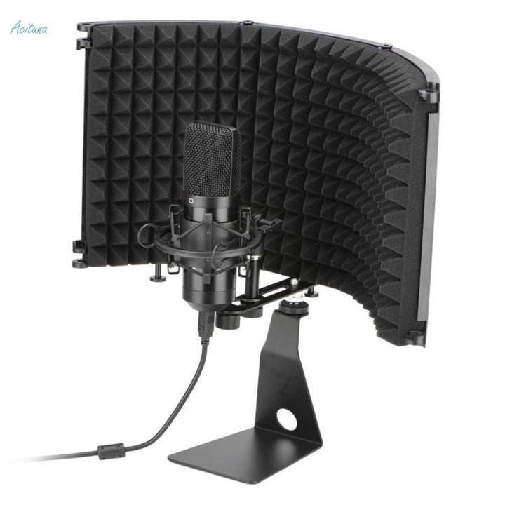 Microphone Mic Isolation Shield+ Stand Soundproofing Vocal Reflection Filter