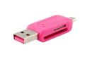 OTG and USB Card Reader - Pink. 